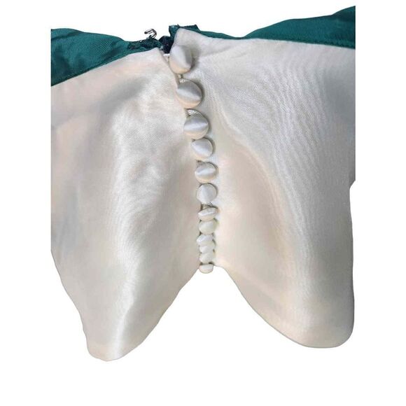 80s Does 50s Full Skirt Off the Shoulder Emerld Green Party Dress Holiday Christ - Picture 7 of 14